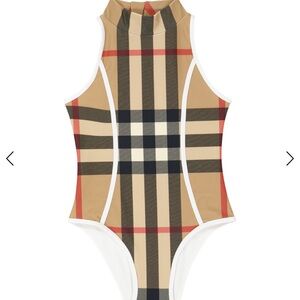 Burberry Kids Checkered Swimsuit - Beige and Black